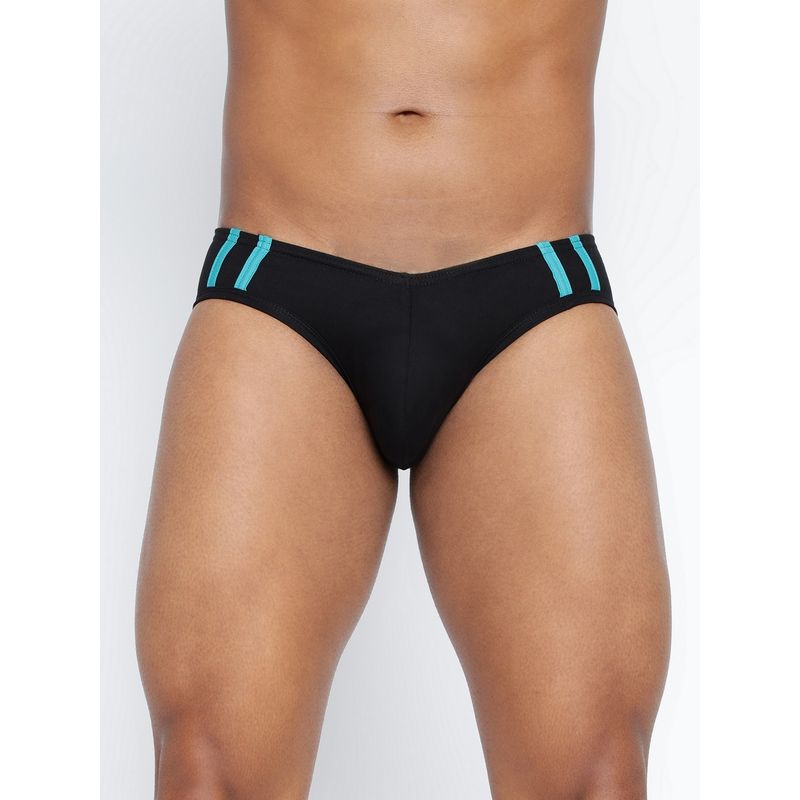 BASIICS by La Intimo Men Black Cotton Striped And Solid Fashion Brief (2XL)