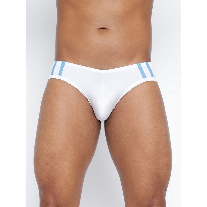 BASIICS by La Intimo Men White Cotton Striped And Solid Fashion Brief (2XL)