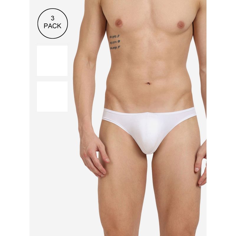 BASIICS by La Intimo Men White Poly Semi (Pack of 3) (2XL)