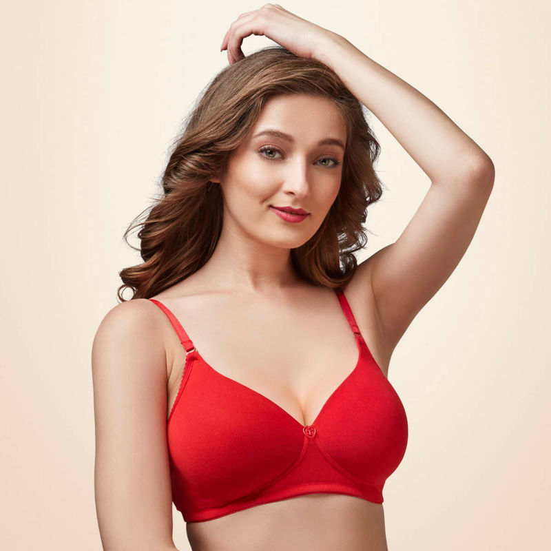 Trylo Annie Women Detachable Strap Non Wired Padded Bra - Red (38C)