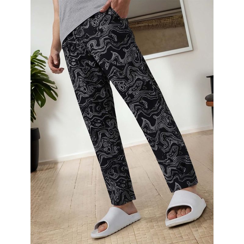 Bewakoof Men's Black All Over Printed Pyjamas (S)