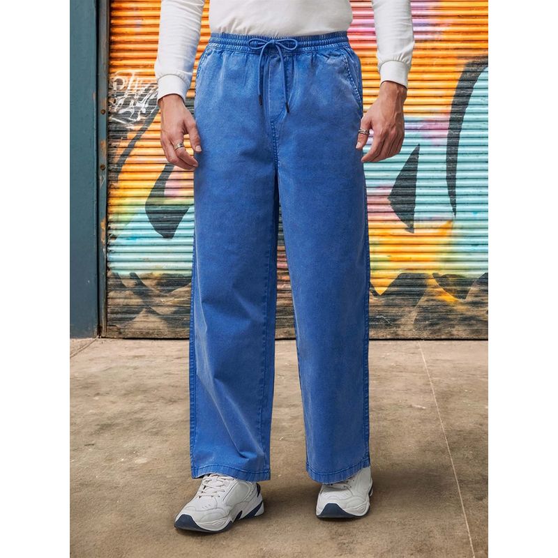 Bewakoof Men's Blue Baggy Oversized Casual Pants (34)