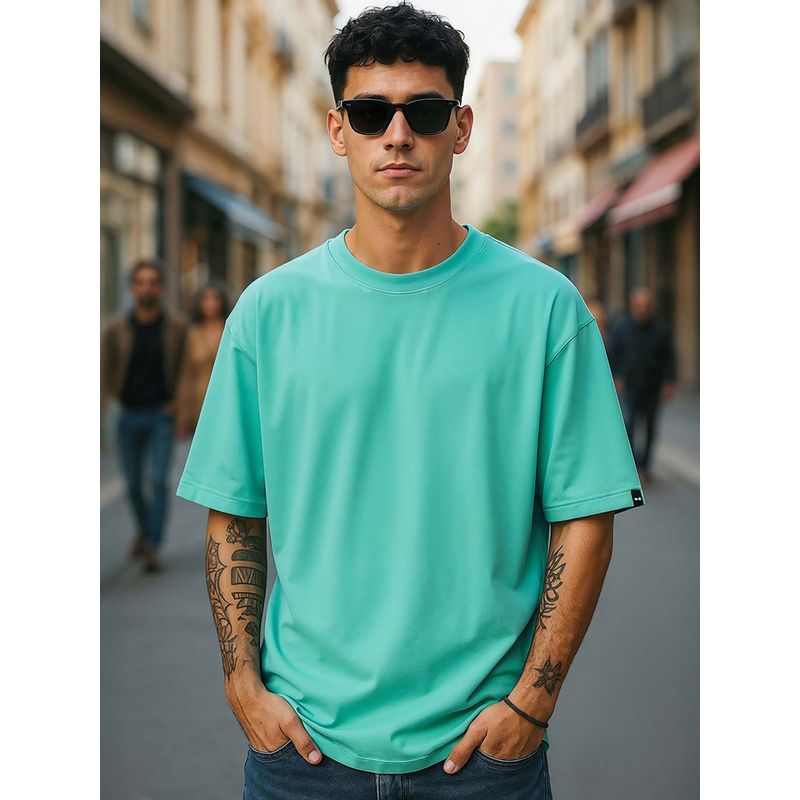 Bewakoof Heavy Duty 1.0 Men's Green Oversized T-shirt (M)
