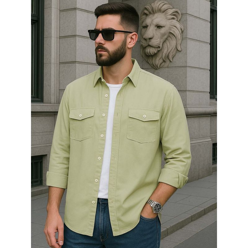 Bewakoof Men's Light Sage Green Oversized Cargo Shirt (M)