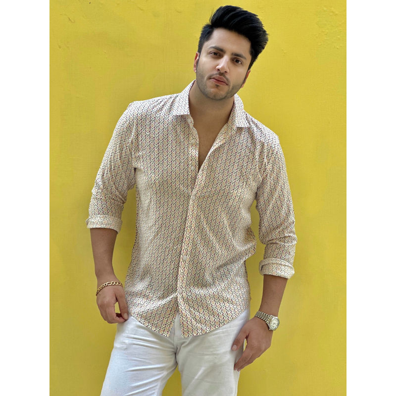 GRITSTONES Men White Printed Shirt (XL)