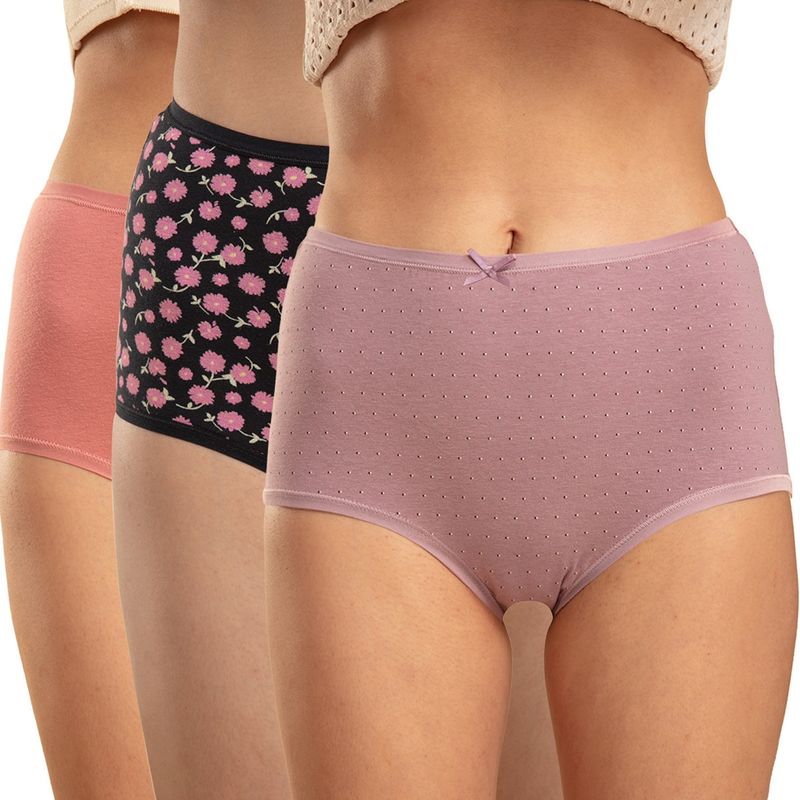 Nykd by Nykaa Brief Panty with Outer Elastic-NYP036-Assortment 3 Multi-Color (Pack of 3) (L)