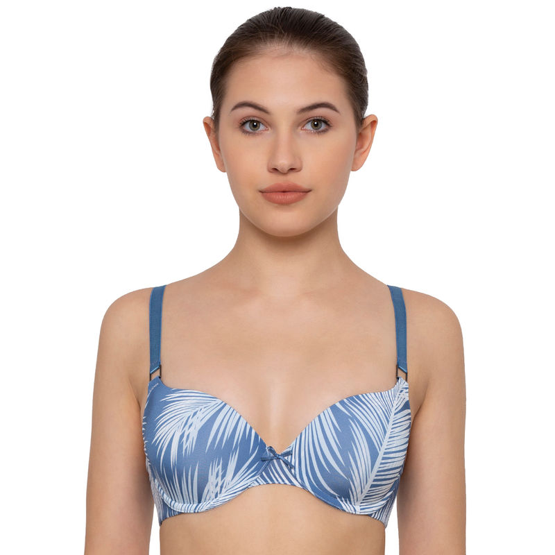 Triumph Padded Wired Tropical Palm Print Everyday T-Shirt Bra - Blue (34D)