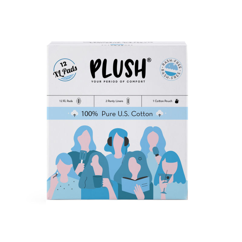 Plush 100 Pure Us Cotton Ultra Thin Rash Free Natural Sanitary Pads