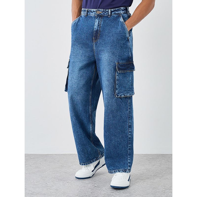 Styli Blue Solid Wide Jeans (30)