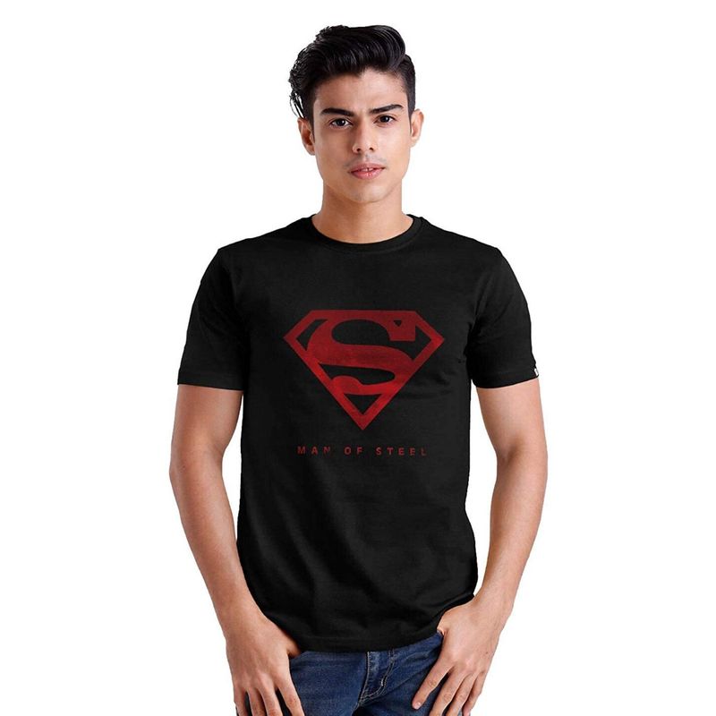 The Souled Store Men Official Superman Iconic Emblem Black T-Shirts (M)