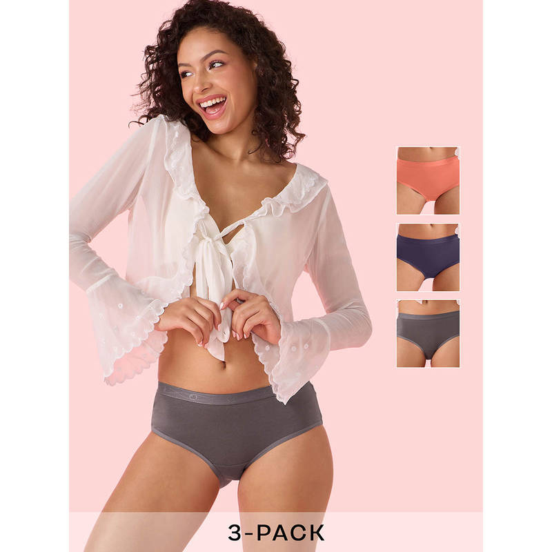 Enamor Chic Cotton Naturally Breathable Brief Panty Women Multi-Color (Pack of 3) (L)