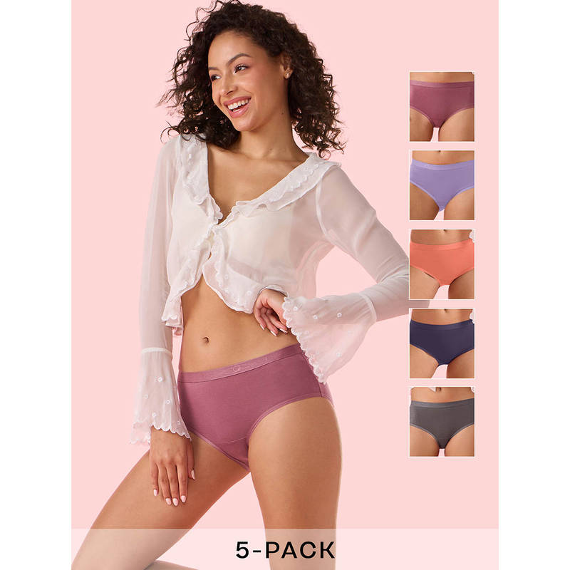 Enamor Chic Cotton Naturally Breathable Brief Panty Women Multi-Color (Pack of 5) (L)