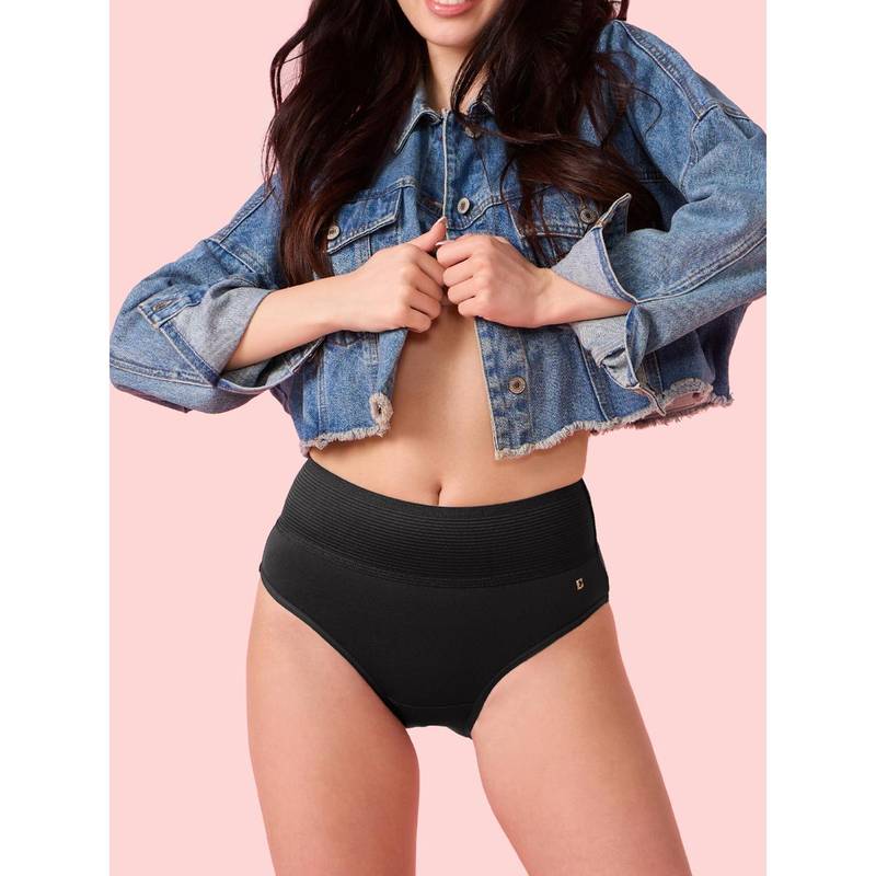 Enamor All Day Comfort High Waist Brief Full Coverage Black (M)