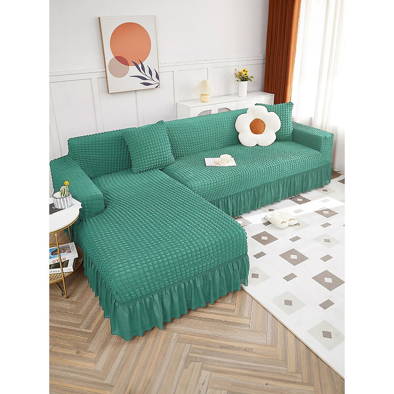 Buy Cortina 3 Seater + 3 Seater LShaped Couch Cover Green Online