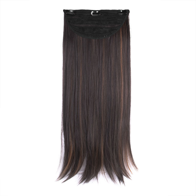 Streak Street Clip-In 24 Dark Brown Straight Hair Extensions With Copper Highlights