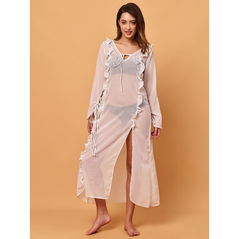 Blissence White Sheer Cover-Up Dress (S)