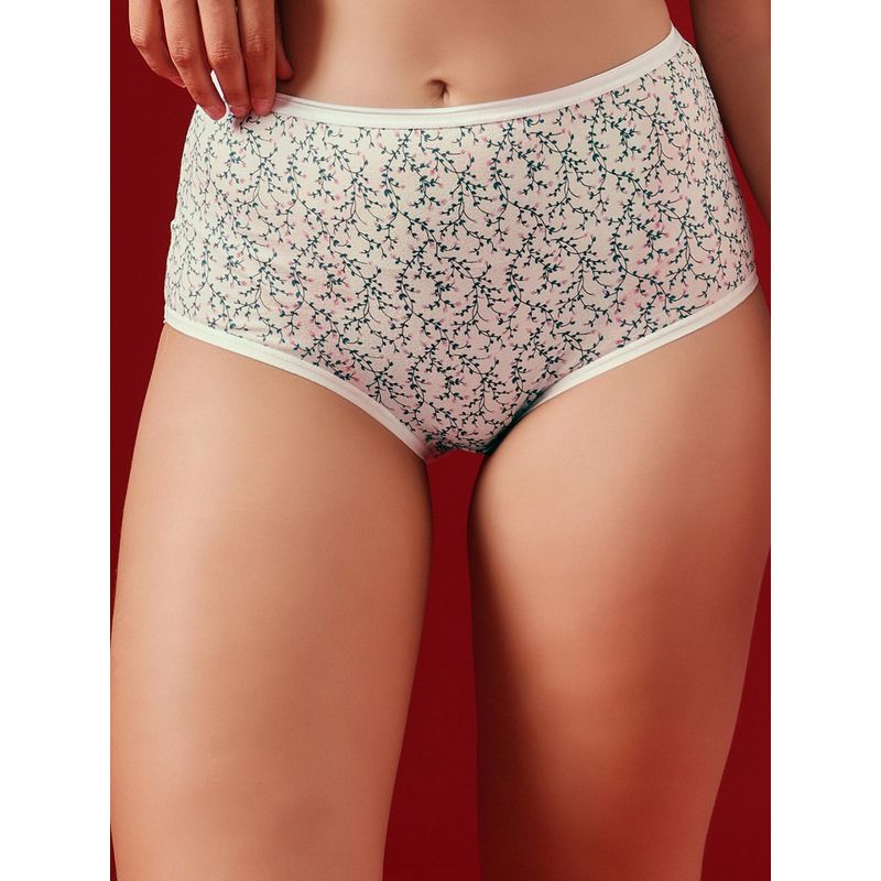 Clovia Cotton Floral Printed High Waist Hipster Panty (L)