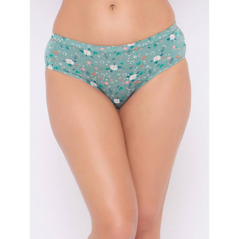 Clovia Cotton Floral Printed Mid Waist Hipster Panty (L)