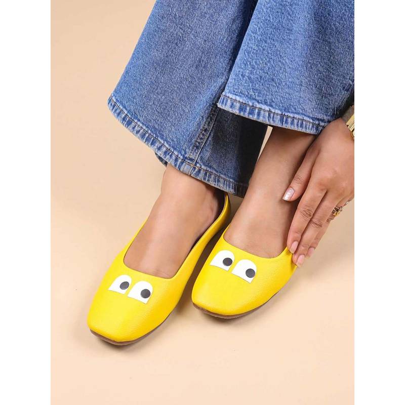 The Madras Trunk Women Yellow Mary Janes Ballerinas (EURO 36)