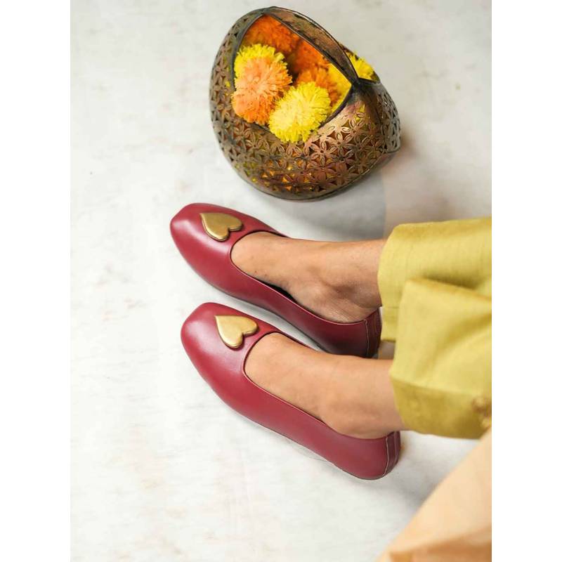 The Madras Trunk Women Maroon Square Toe Mary Janes Ballerinas (EURO 36)
