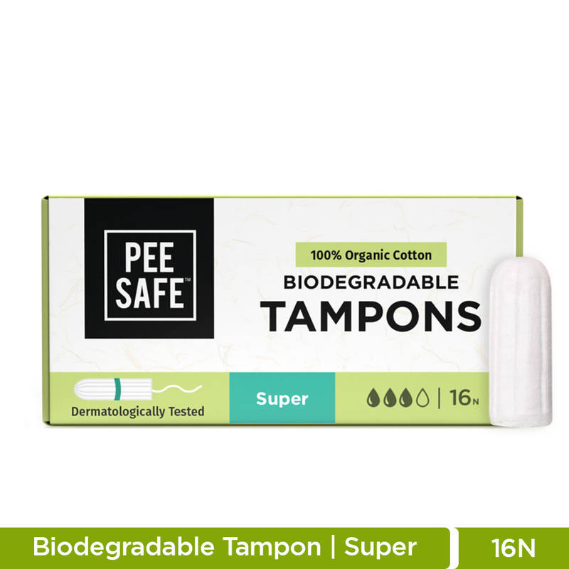 Pee Safe Cotton Tampons (Super) For Medium To Heavy Flow - Comfortable & Rash Free Period Protection (16Pcs)
