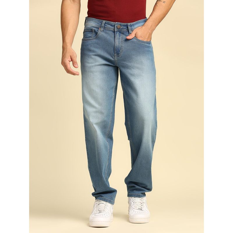 High Star Men Blue Relaxed Straight Fit Light Fade Jeans (32)