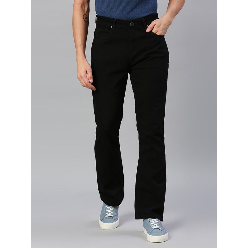 High Star Men Black Bootcut Stretchable Cotton Jeans (36)