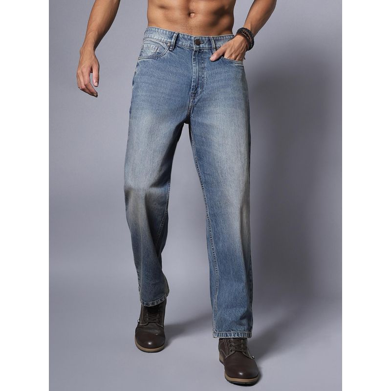 High Star Pure Cotton Loose Wide Leg Mid Rise Jeans (32)