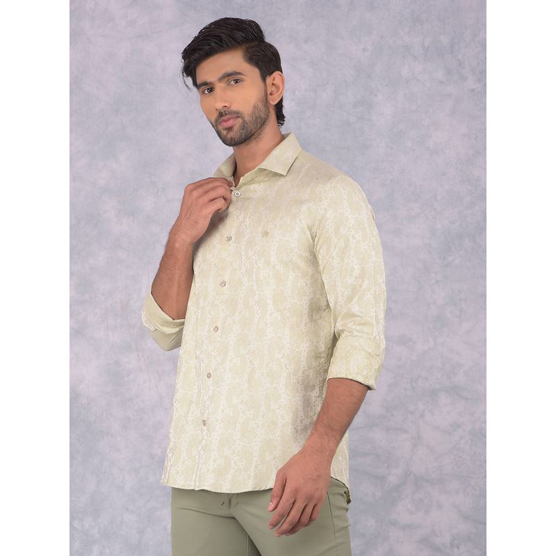CRIMSOUNE CLUB Men Green Paisley Printed Shirt (M)