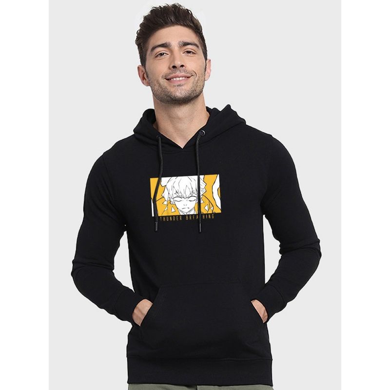 Bewakoof Men's Black Godspeed Graphic Printed Hoodie (M)