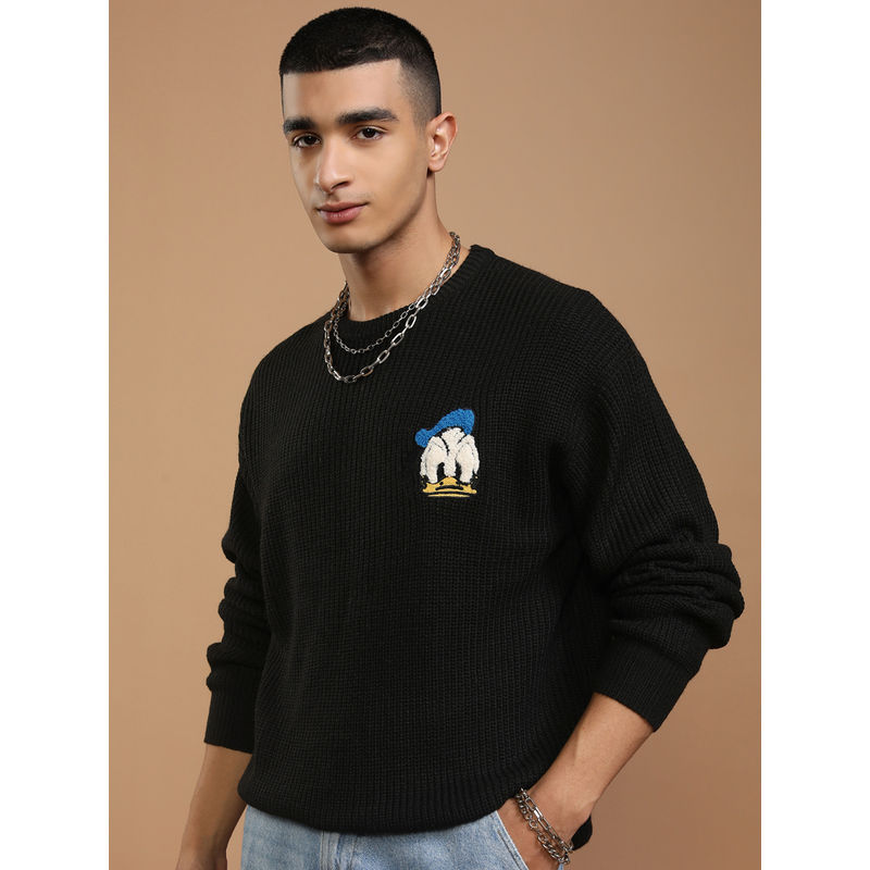 HIGHLANDER Disney Donald Duck Black Men Ribbed Sweater (XL)