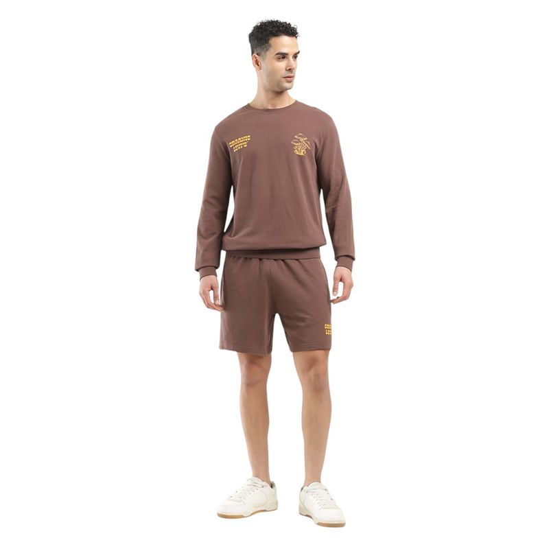 Levi's Men's Solid Brown Crew Neck Co-Ord (Set of 2) (2XL)