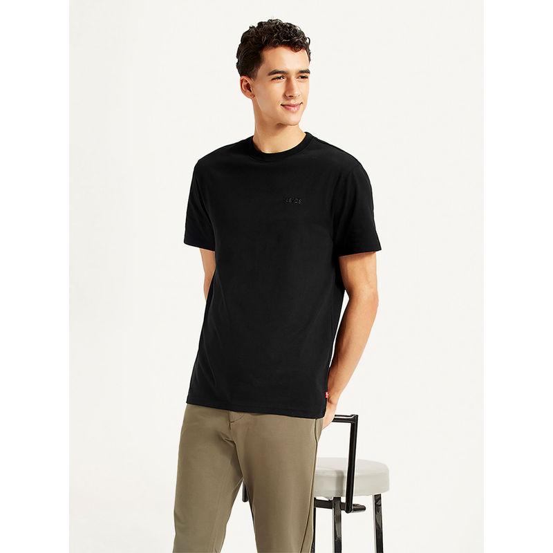Levi's Men Black Solid Slim Fit T-Shirt (L)
