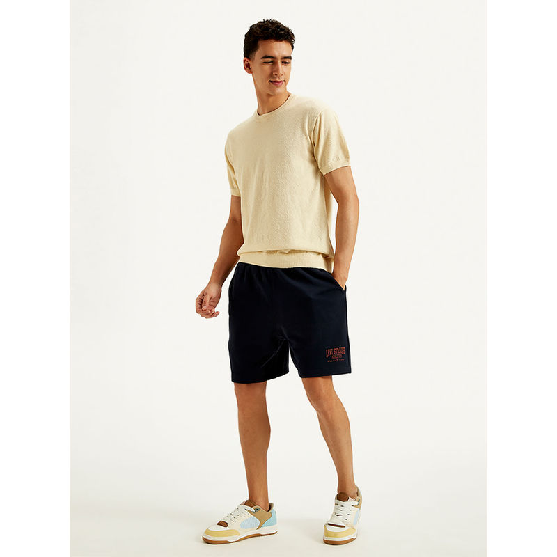 Levi's Men Cream Textured Slim Fit T-Shirt (L)