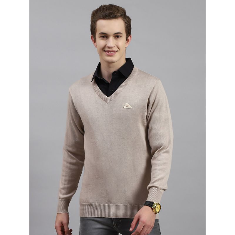 Monte Carlo Grey Shell Solid V Neck Pullover Sweater (3XL)