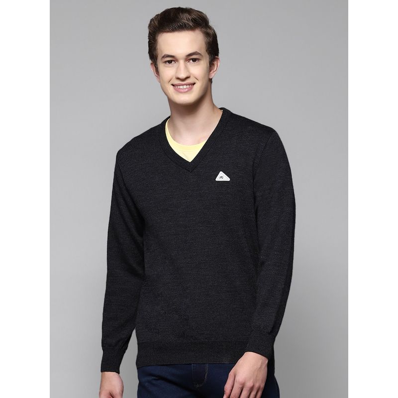 Monte Carlo Black Mix Solid V Neck Pullover Sweater (3XL)