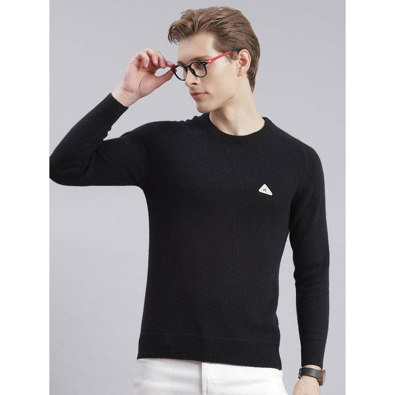 Monte Carlo Black Solid Round Neck Sweater (2XL)