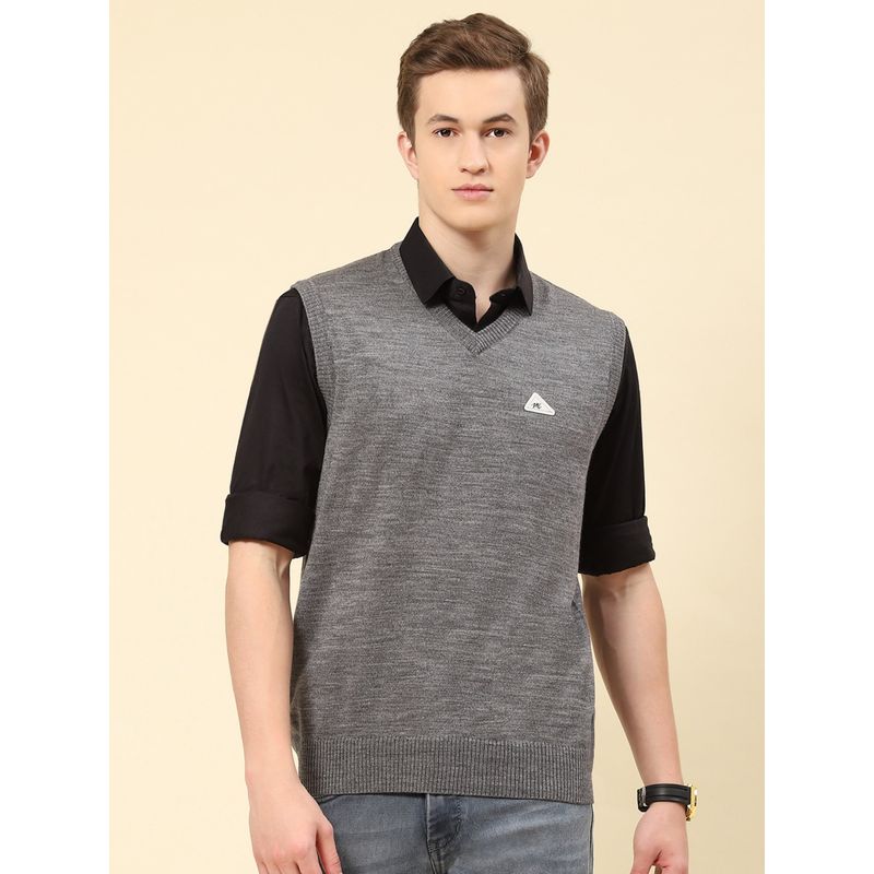 Monte Carlo Grey Mix Solid V Neck Sweater (3XL)