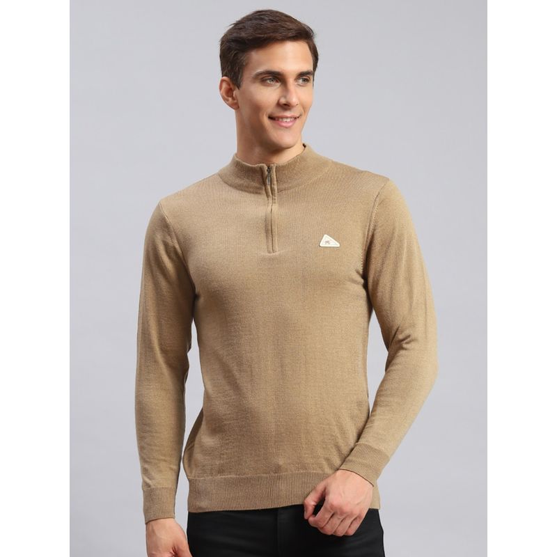 Monte Carlo Biscuit Solid High Neck Pullover Sweater (3XL)