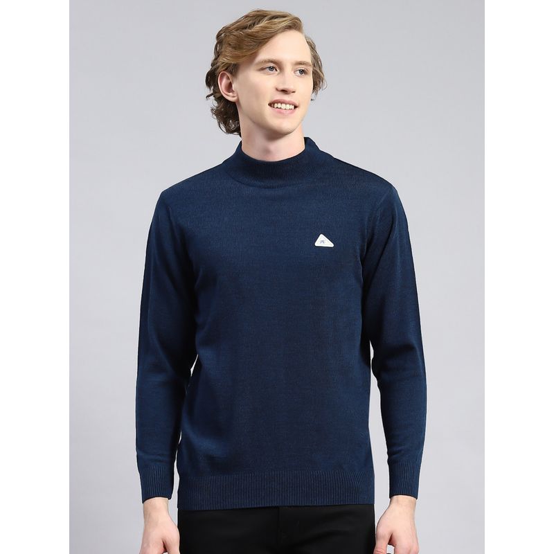Monte Carlo Dark Blue Solid Turtle Neck Sweater (3XL)