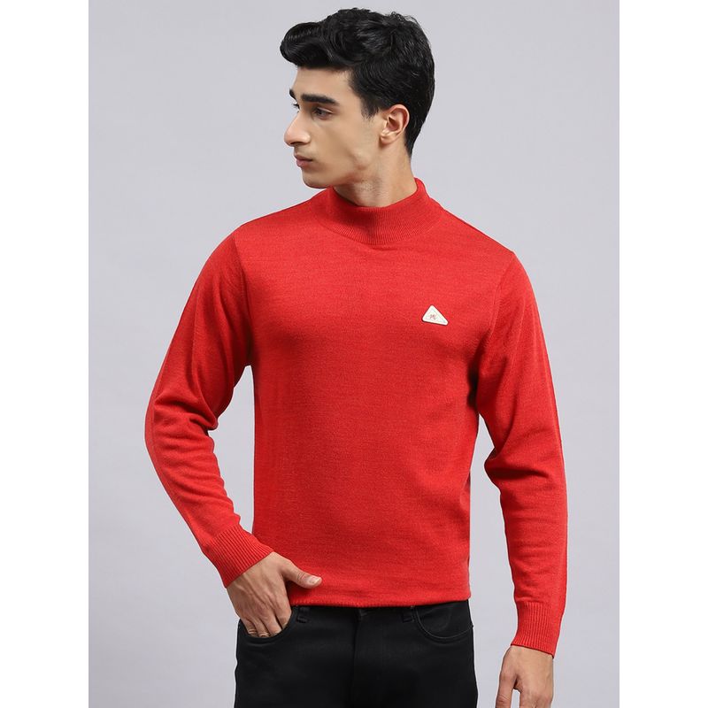Monte Carlo Red Paper Mix Solid Turtle Neck Sweater (L)