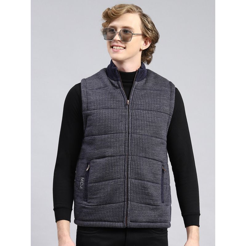 Monte Carlo Indigo Mix Printed Stand Collar Jacket (XL)