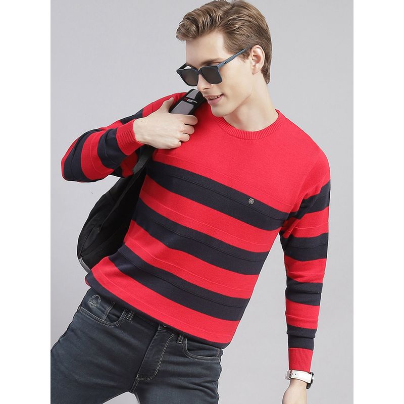 Monte Carlo Red Striped Round Neck Sweater (3XL)