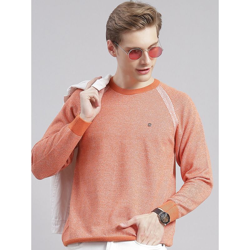 Monte Carlo Orange Solid Round Neck Sweater (2XL)