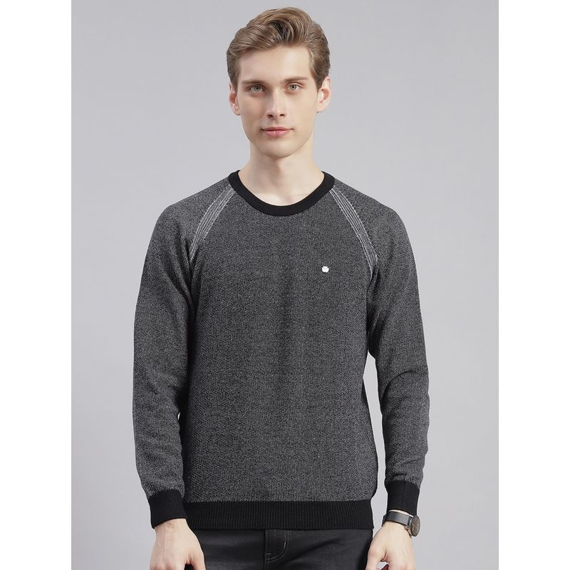 Monte Carlo Black Solid Round Neck Sweater (XL)