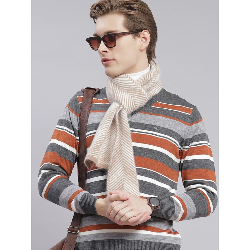 Monte Carlo Mid Grey Striped V Neck Sweater (L)