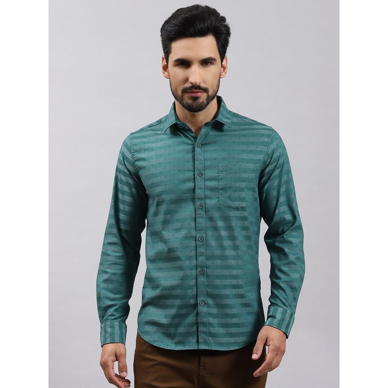 Monte Carlo Green Printed Collar Shirt (XL)