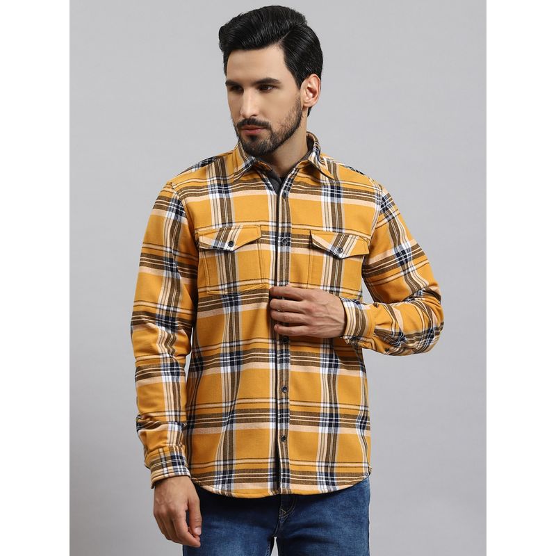 Monte Carlo Mustard Check Collar Shirt (L)