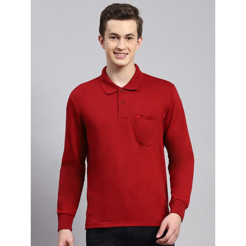 Monte Carlo Maroon Solid Polo Collar T-Shirt (2XL)