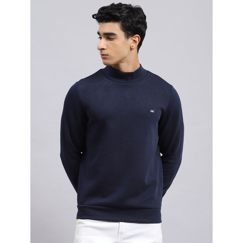 Monte Carlo Navy Blue Solid Turtle Neck Sweatshirt (2XL)